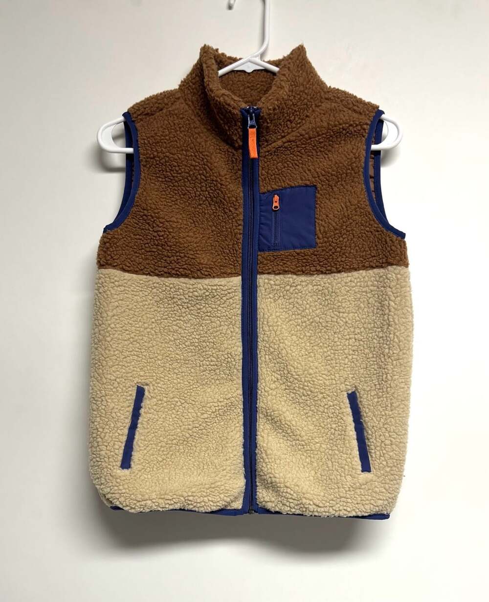 Carter's Zip-Up Sherpa Vest Size 14/14A Brown Colorblock